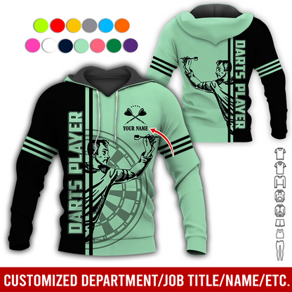 Customized Darts Premium Hoodie, Men Playing Darts Pattern Hoodie For Men & Women, Perfect Gift For Darts Lovers, Friend, Family