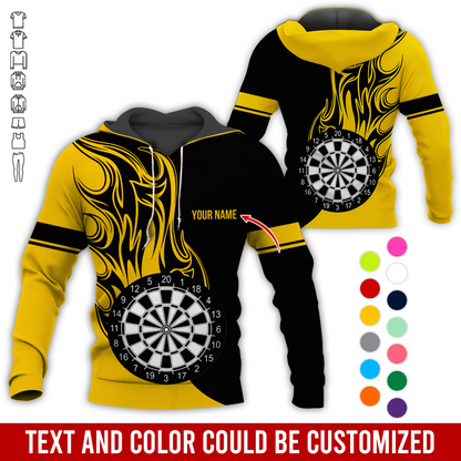 Personalized Name Darts Premium Hoodie, Fire Dartsboards Pattern Hoodie For Men & Women, Perfect Gift For Darts Lovers, Friend, Family