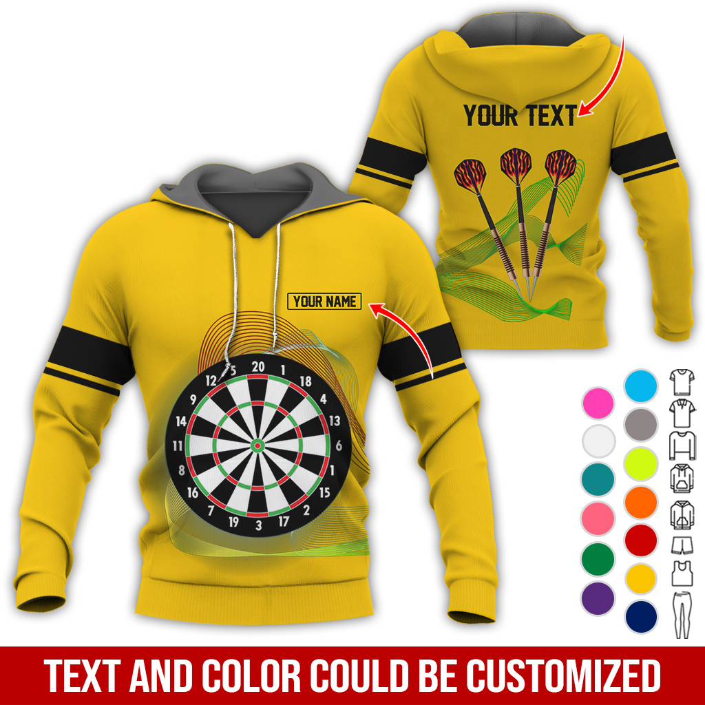 Customized Darts Premium Hoodie, Personalized Name & Text Hoodie, Black Line Pattern Hoodie For Men & Women, Perfect Gift For Darts Lovers, Friend, Family