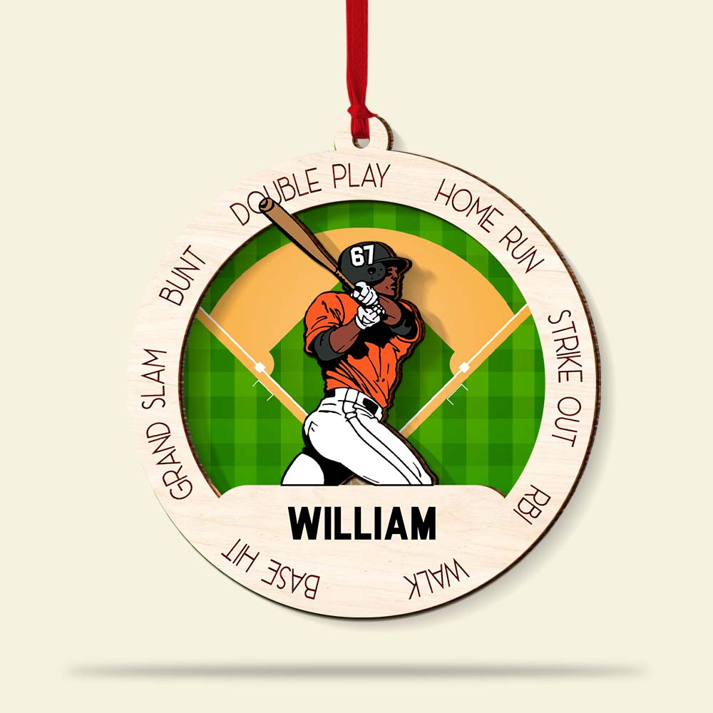 Custom Baseball Wooden Ornament, Baseball Player Pose Wooden Ornament - Perfect Gift For Baseball Lover, Christmas, New Year