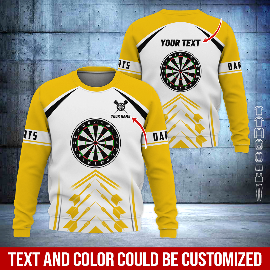 Customized Darts Sweatshirt, Dartsboards Pattern Sweatshirt White For Men & Women, Perfect Gift For Darts Lovers, Darts Player