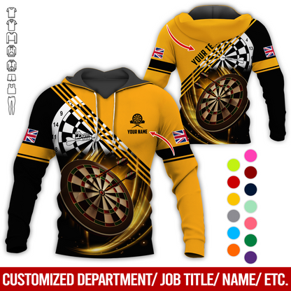 Customized Flag Darts Premium Hoodie, Personalized National Flag & Darts Pattern Hoodie For Men & Women, Perfect Gift For Darts Lovers, Friend, Family