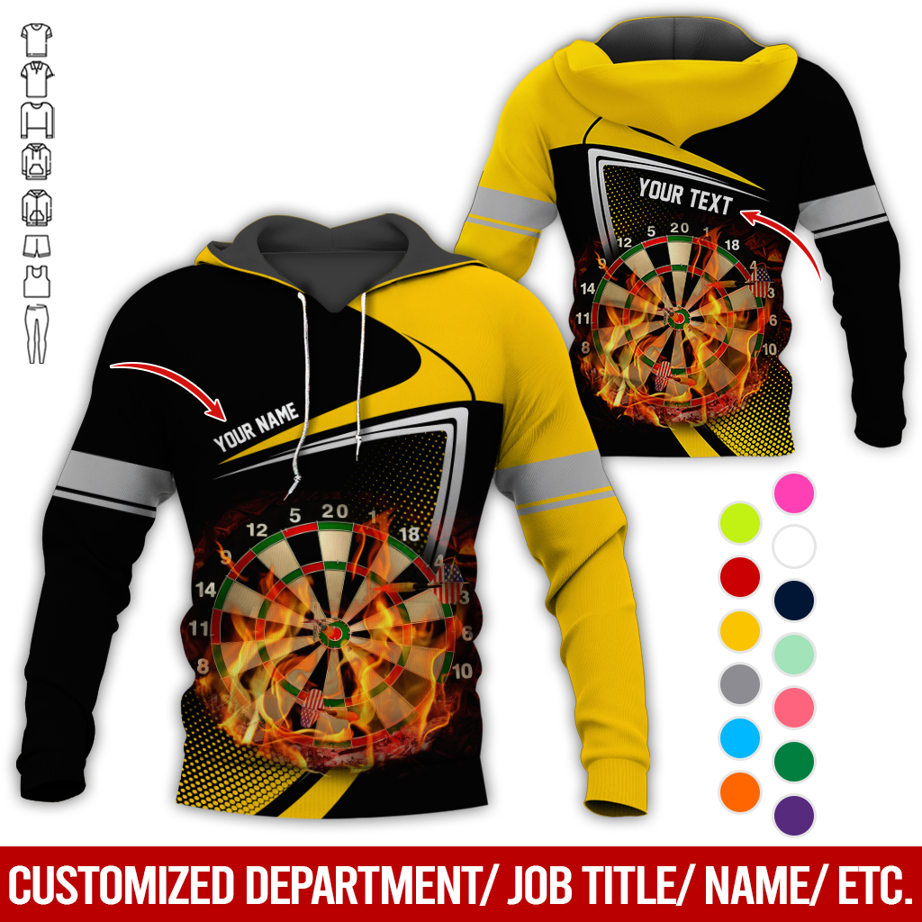 Personalized Darts Flaming Premium Hoodie, Dartboards Pattern Black & White Hoodie For Men & Women, Perfect Gift For Darts Lovers, Friend, Family