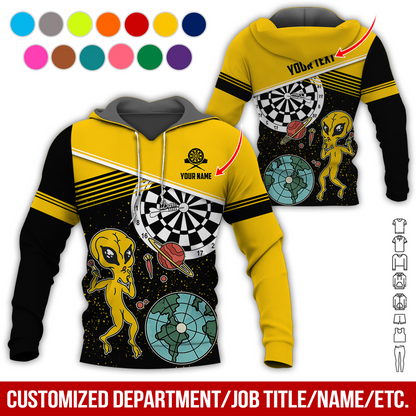 Customized Name & Text Darts Premium Hoodie, Aliens & Space Hoodie, Perfect Gift For Darts Lovers, Friend, Family