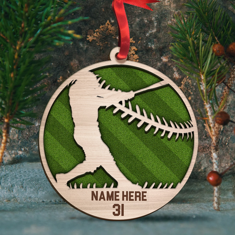 Custom Baseball Wooden Ornament, Personalized Baseball Player Name & Number Wood Ornament - Perfect Gift For Baseball Lover, Christmas, New Year