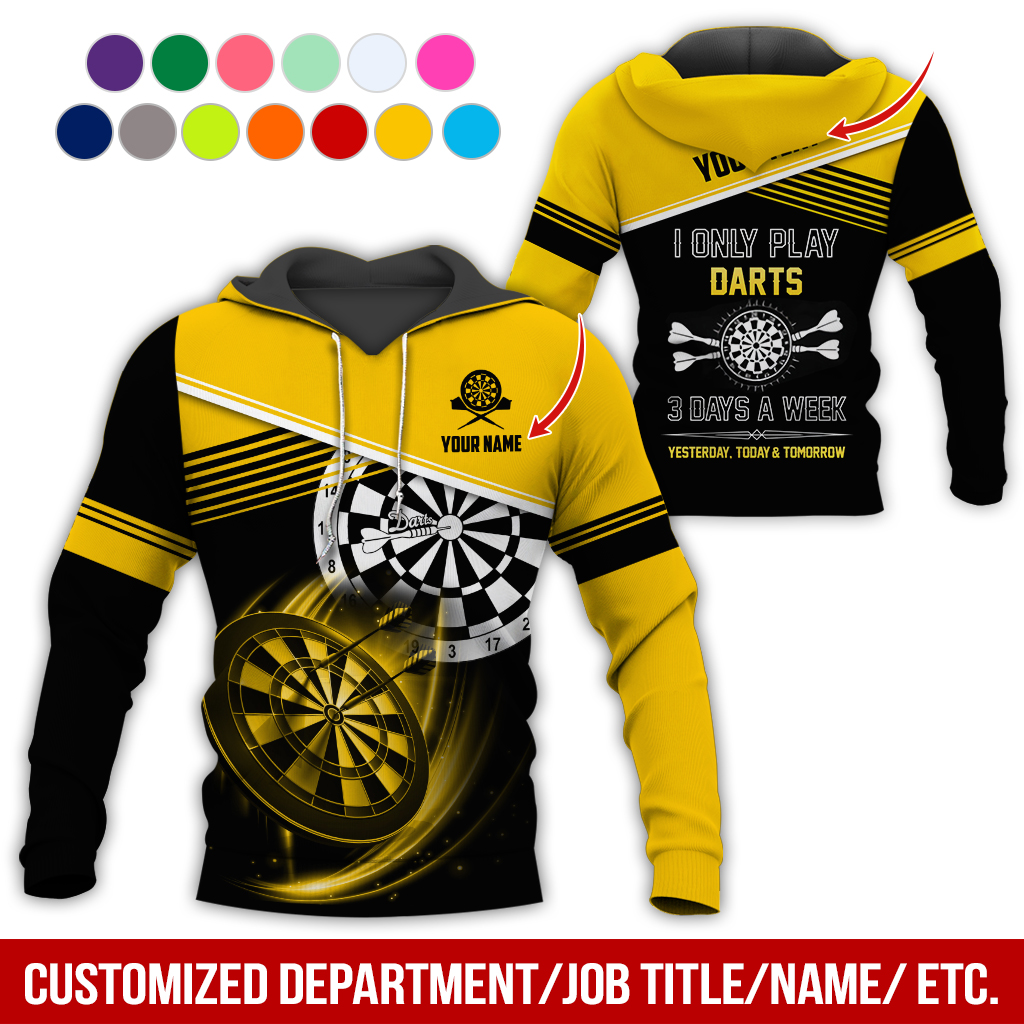 Customized Name & Text Darts Skull Premium Hoodie, I Only Play Darts 3 Days a Week Hoodie, Perfect Gift For Darts Lovers, Darts Player