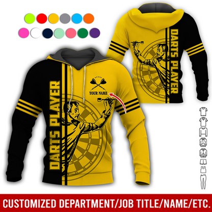 Customized Darts Premium Hoodie, Men Playing Darts Pattern Hoodie For Men & Women, Perfect Gift For Darts Lovers, Friend, Family