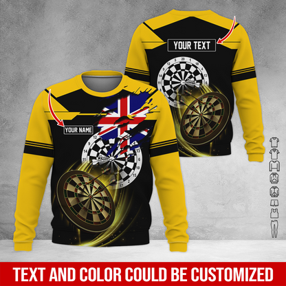 Customized Darts Sweatshirt, England Flag Pattern Sweatshirt For Men & Women, Perfect Gift For Darts Lovers, Friend, Family