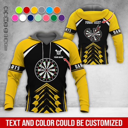 Personalized Name & Text Darts Premium Hoodie, Broken Darts Pattern Hoodie, Perfect Gift For Darts Lovers, Friend, Family