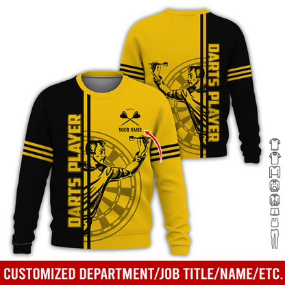Customized Darts Sweatshirt, Men Playing Darts Pattern Sweatshirt For Men & Women, Perfect Gift For Darts Lovers, Friend, Family