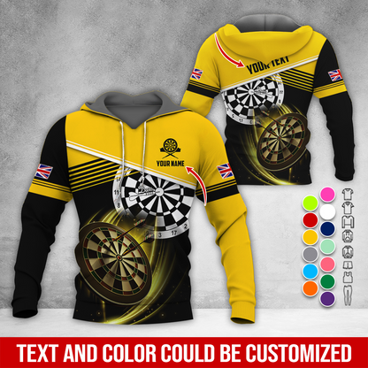 Customized Name & Text Darts Premium Hoodie, Custom Your Flag Hoodie, Perfect Gift For Darts Lovers, Friend, Family