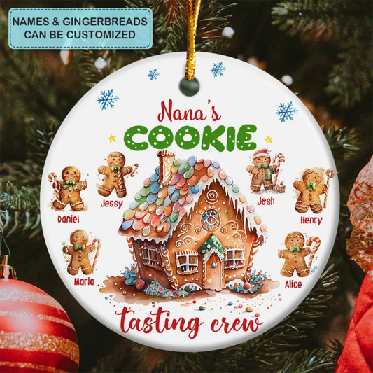 Personalized Ceramic Christmas Ornament - Custom Grandma's Cookie Tasting Crew Ornament, Perfect Gift For Grandma, Mom, Family Members