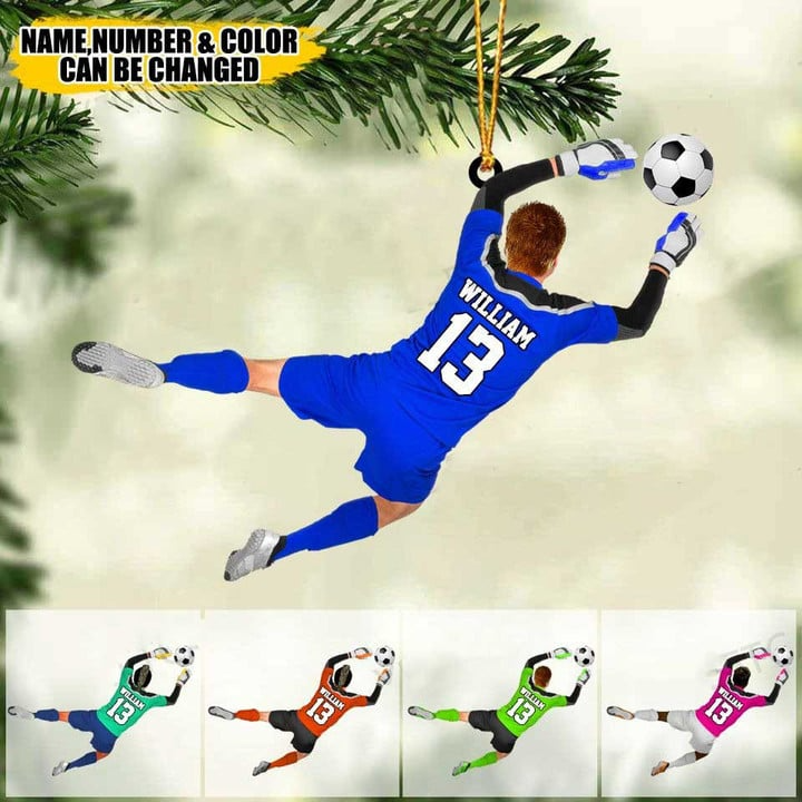 Custom Soccer Christmas Car Ornament, Personalized Male, Boys, Man Soccer Goalkeeper Car Ornament For Soccer Lover, Christmas