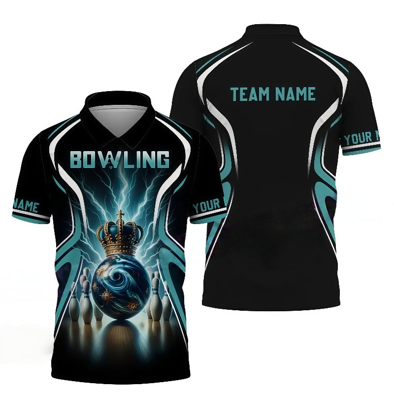 Customized Bowling Jersey, 3D Bowling Ball Graphic With Crown, Uniform Bowling - Personalized Name And Team Name