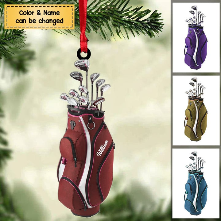 Custom Golf Acrylic Christmas Ornament, Personalized Golf Bag Acrylic Ornament For Golf Lover, Christmas, New Year