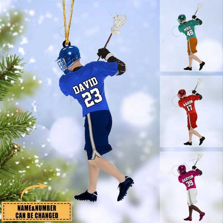 Custom Lacrosse Acrylic Christmas Ornament, Customized Lacrosse Man Players Acrylic Ornament For Lacrosse Lover, Christmas, New Year