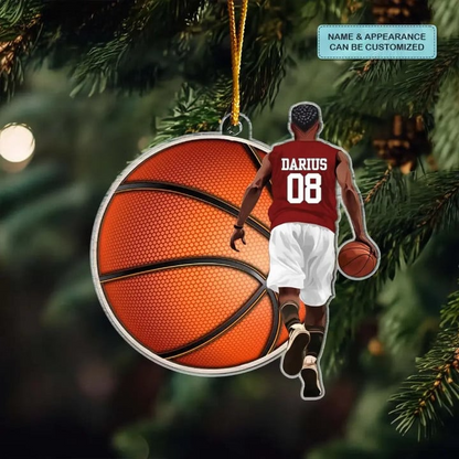 Custom Basketball Acrylic Christmas Ornament, Personalized Awesome Basketball Player Acrylic Ornament For Basketball Lover, Christmas, New Year