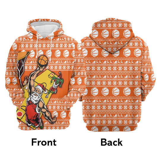 Santa Claus Playing Basketball Pullover Premium Hoodie, Perfect Outfit For Men And Women On Christmas New Year Autumn Winter