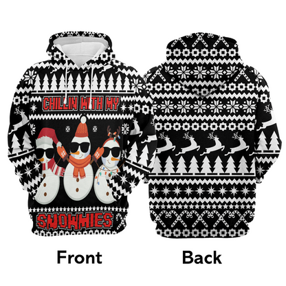 Snowmies Premium Christmas Hoodie, Chillin With My Snowmies Unisex Hoodie For Men & Women - Perfect Gift For Christmas, Snowman Lover