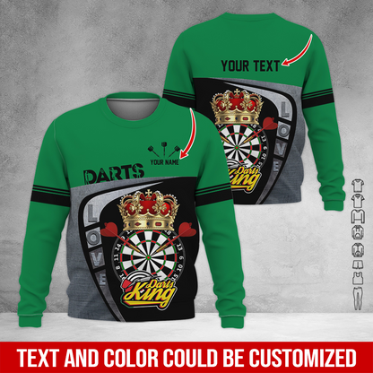 Customized Darts Sweatshirt, Personalized Name & Text Darts Sweatshirt, Darts King Sweatshirt, Perfect Gift For Darts Lovers, Friend, Family