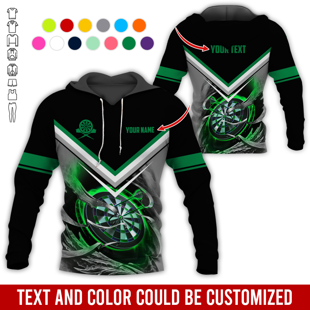 Customized Name & Text Darts Premium Hoodie, Darts And Smoke Pattern Hoodie, Perfect Gift For Darts Lovers, Darts Player