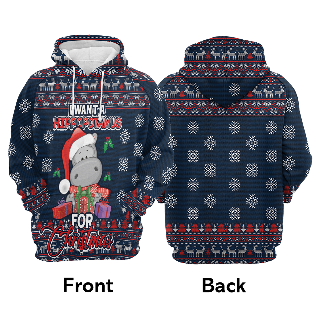 Hippopotamus Premium Christmas Hoodie, I Want A Hippopotamus For Christmas Unisex Hoodie For Men & Women - Perfect Gift For Christmas, Family, Hippopotamus Lover