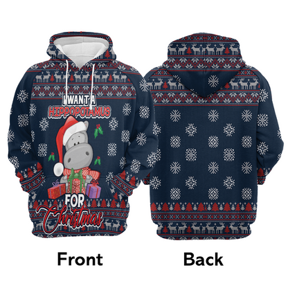 Hippopotamus Premium Christmas Hoodie, I Want A Hippopotamus For Christmas Unisex Hoodie For Men & Women - Perfect Gift For Christmas, Family, Hippopotamus Lover
