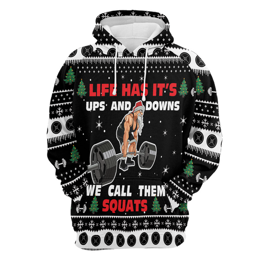 Santa Claus Loves Gym Pullover Premium Hoodie Life Has It's Ups And Downs, Perfect Outfit For Men And Women On Christmas New Year Autumn Winter