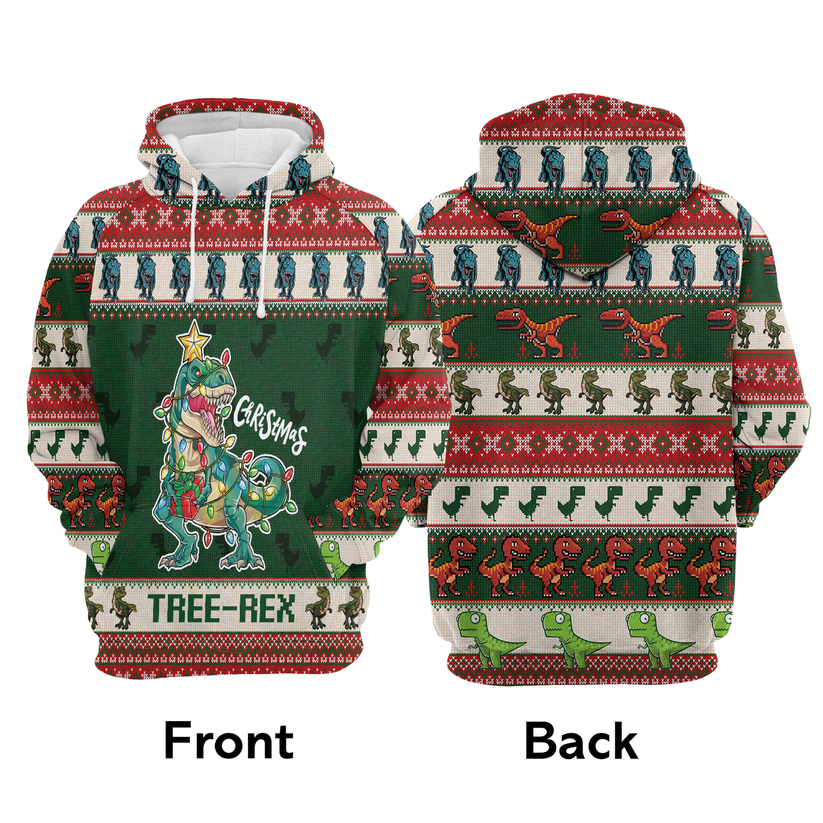 T-Rex Xmas Premium Christmas Hoodie, Christmas Tree Rex Unisex Hoodie For Men & Women - Perfect Gift For Christmas, T-Rex Lovers