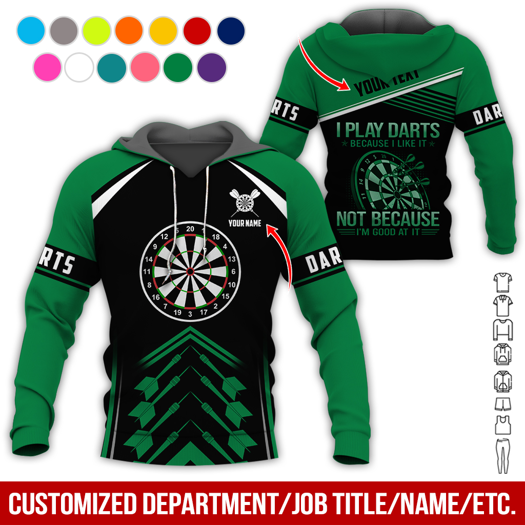 Customized Name & Text & Text Darts Premium Hoodie, I Play Darts Because I Like It Hoodie For Men & Women, Perfect Gift For Darts Lovers, Friend, Family