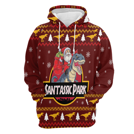 Santa Claus Riding T-Rex Pullover Premium Hoodie Santassic Park, Perfect Outfit For Men And Women On Christmas New Year Autumn Winter