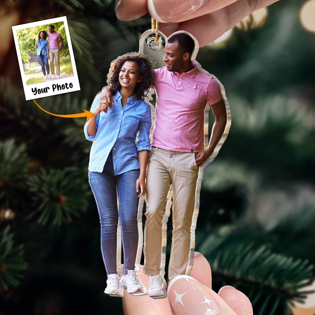 Personalized Acrylic Couple Photo Ornament, Custom Best Moment Of Anniversaries Photo Acrylic Ornament For Christmas, Best Gift idea for Couple