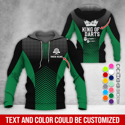 Customized Name & Text Darts Premium Hoodie, King Of Darts, Spot Pattern Hoodie, Perfect Gift For Darts Lovers, Darts Player