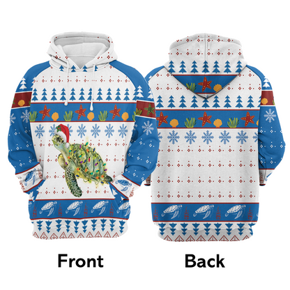 Turtle Wine Premium Christmas Hoodie, Sea Turtle Christmas Unisex Hoodie For Men & Women - Perfect Gift For Christmas, Turtle Lover