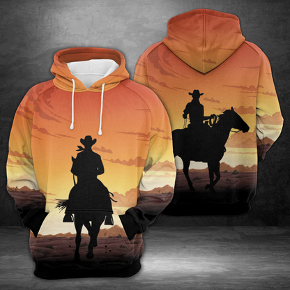 Sunset Cowboy Pullover Premium Hoodie, Perfect Outfit For Men And Women On Christmas New Year Autumn Winter