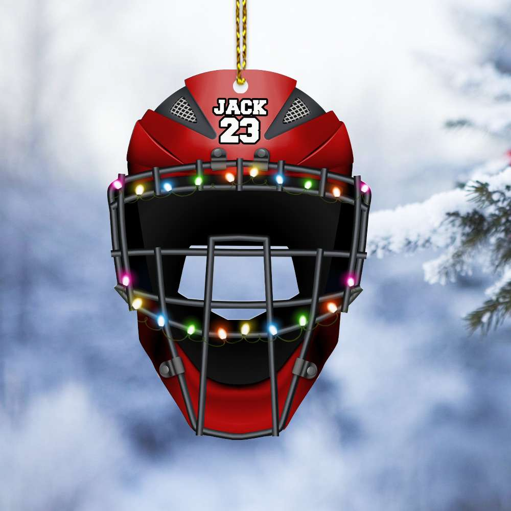 Custom Baseball Acrylic Ornament, Personalized Name & Number Baseball Helmet Acrylic Ornament - Perfect Gift For Baseball Lover, Christmas, New Year