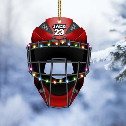 Custom Baseball Acrylic Ornament, Personalized Name & Number Baseball Helmet Acrylic Ornament - Perfect Gift For Baseball Lover, Christmas, New Year