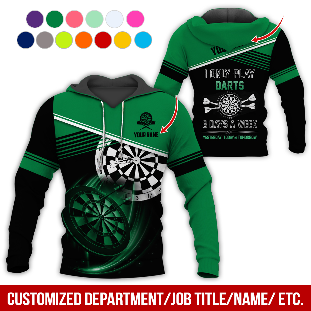 Customized Name & Text Darts Skull Premium Hoodie, I Only Play Darts 3 Days a Week Hoodie, Perfect Gift For Darts Lovers, Darts Player