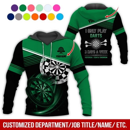 Customized Name & Text Darts Skull Premium Hoodie, I Only Play Darts 3 Days a Week Hoodie, Perfect Gift For Darts Lovers, Darts Player