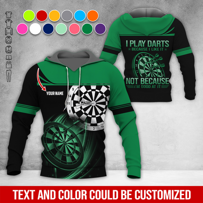 Customized Name Darts Premium Hoodie, I Play Darts Because I Like It Darts Hoodie, Perfect Gift For Darts Lovers, Darts Player