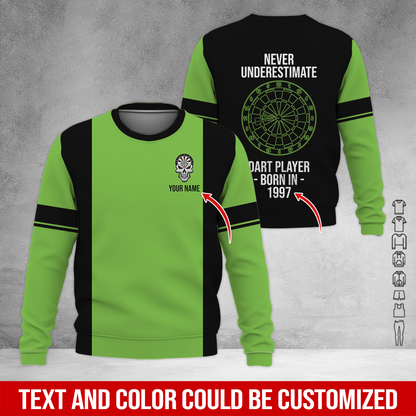 Customized Darts Sweatshirt, Personalized Name & Year Sweatshirt, Never Underestimate Darts Player Sweatshirt, Perfect Gift For Darts Lovers, Darts Player