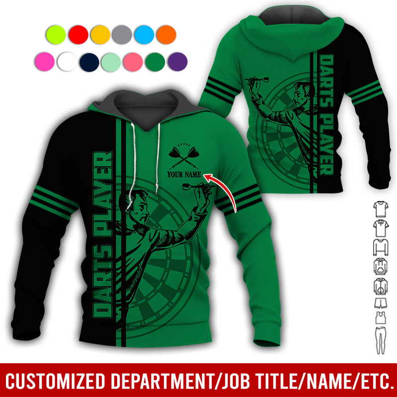 Customized Darts Premium Hoodie, Men Playing Darts Pattern Hoodie For Men & Women, Perfect Gift For Darts Lovers, Friend, Family