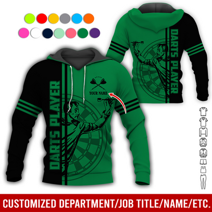 Customized Darts Premium Hoodie, Men Playing Darts Pattern Hoodie For Men & Women, Perfect Gift For Darts Lovers, Friend, Family