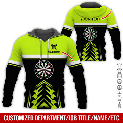 Customized Name & Your Text Darts Premium Hoodie, Darts Pattern & White Stripes Hoodie For Men & Women, Perfect Gift For Darts Lovers, Friend, Family