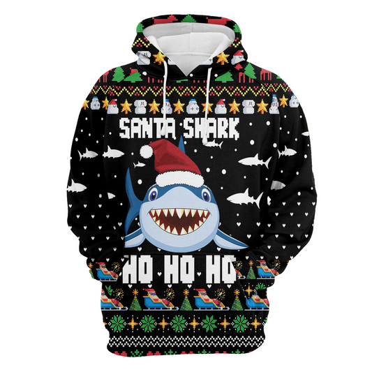 Santa Shark Pullover Premium Hoodie Ho Ho Ho, Perfect Outfit For Men And Women On Christmas New Year Autumn Winter