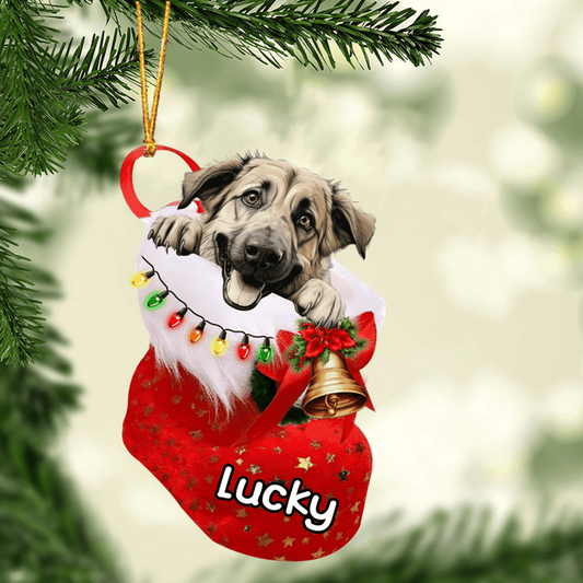 Custom Dog Acrylic Christmas Ornament, Personalized Anatolian Shepherd in Christmas Stocking Acrylic Ornament for Dog Lover, New Year