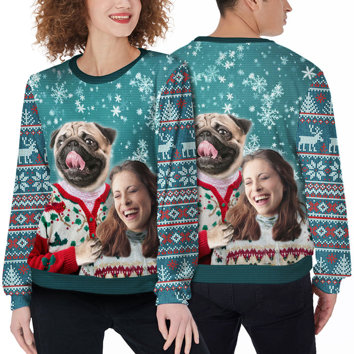 Custom Pet Ugly Sweater - Personalized Mutiple Pets Face on Funny Ugly Sweater, Custom knit sweaters For Dog Lovers, Friend, Family