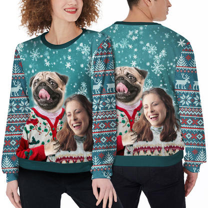 Custom Pet Ugly Sweater - Personalized Mutiple Pets Face on Funny Ugly Sweater, Custom knit sweaters For Dog Lovers, Friend, Family