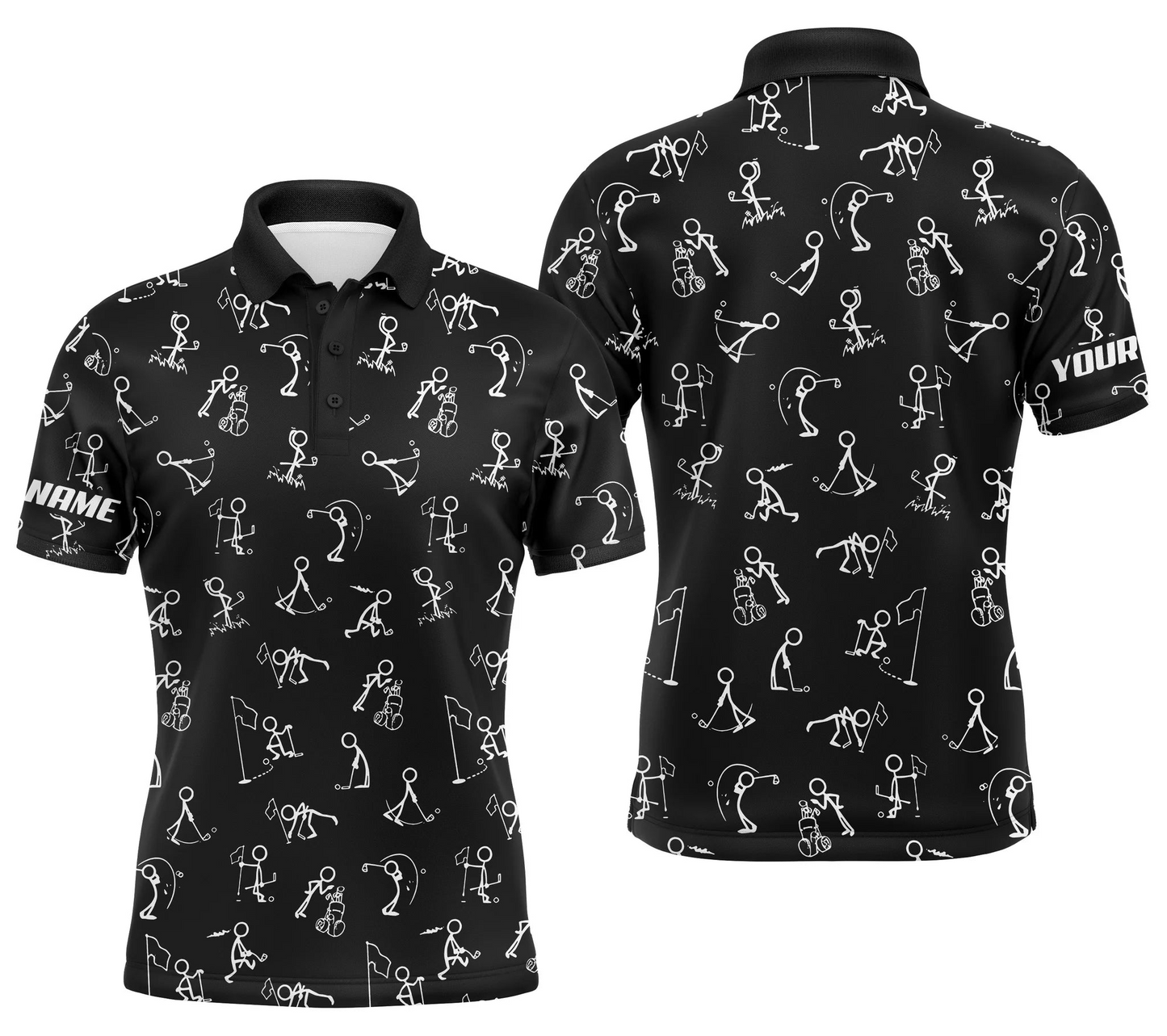 Custom Golf Long Sleeve Men Polo Shirt, Custom Name funny Golf Pattern Wear Apparel- Personalized Sports Gift For Men, Golf Lovers