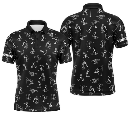 Custom Golf Long Sleeve Men Polo Shirt, Custom Name funny Golf Pattern Wear Apparel- Personalized Sports Gift For Men, Golf Lovers